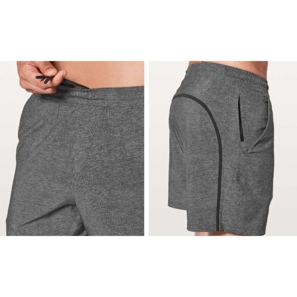 Lululemon Pace Breaker Short Heathered Texture Printed Gray Deep Coal Sz M - Picture 9 of 10